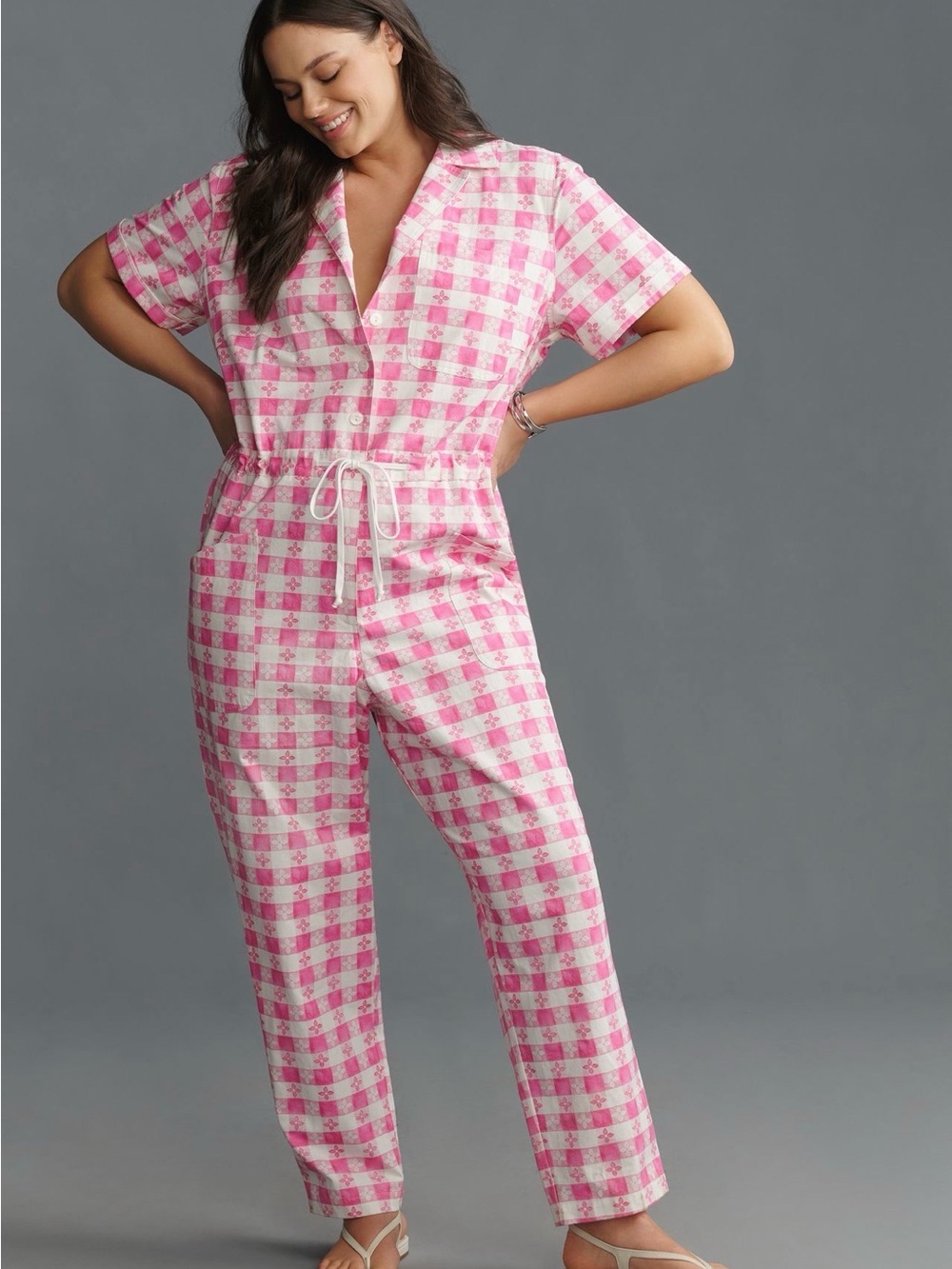 Rachel Antonoff Matthew Jumpsuit 1X Pink Gingham from Anthropologie